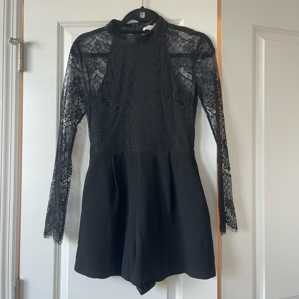 LUSH Black Lace Romper Long Sleeve